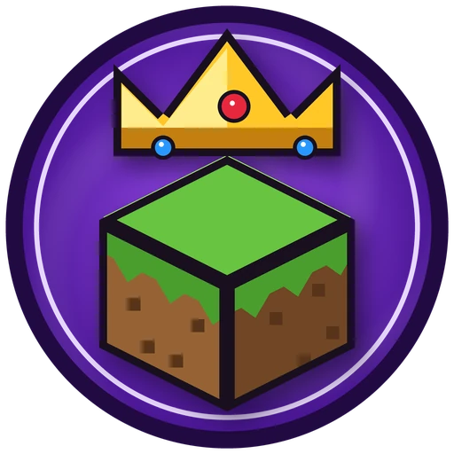 Mineblox Royale icon: a grass block wearing a gold crown